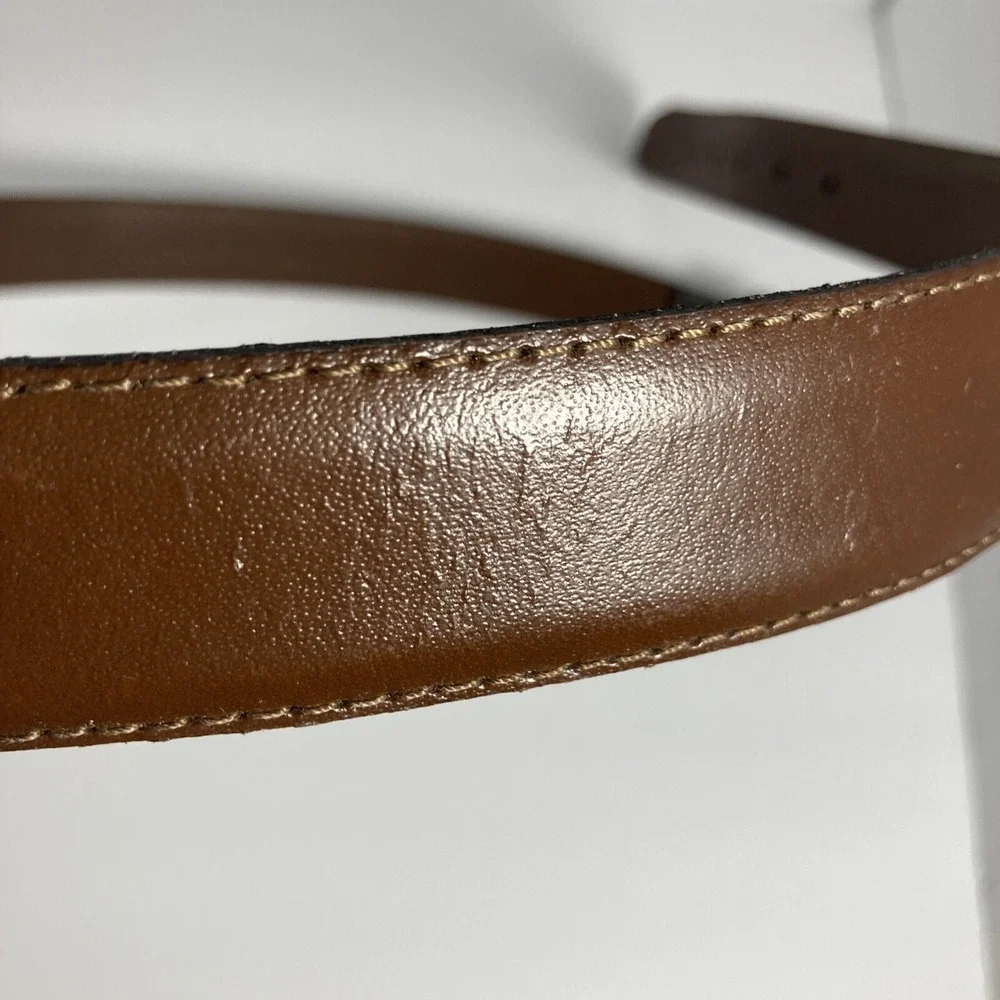 Claiborne Leather Belt Mens 42 Brown Gunmetal Buckle Handcrafted USA Classic‎